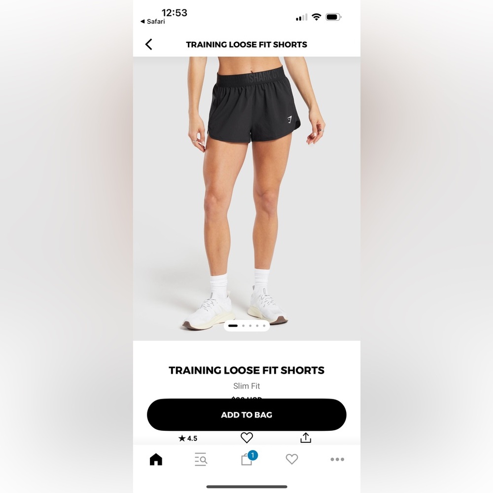 Gymshark Women’s Training Loose Fit Shorts NWOT in black